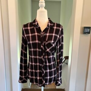Rails Black and Pink Plaid Button Down Shirt
